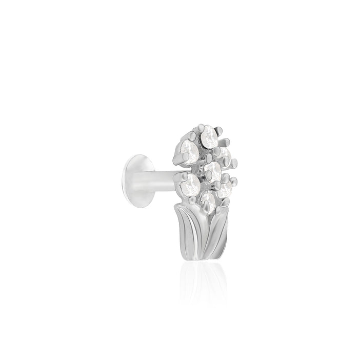 Chaand Phool Silver Nose Pin