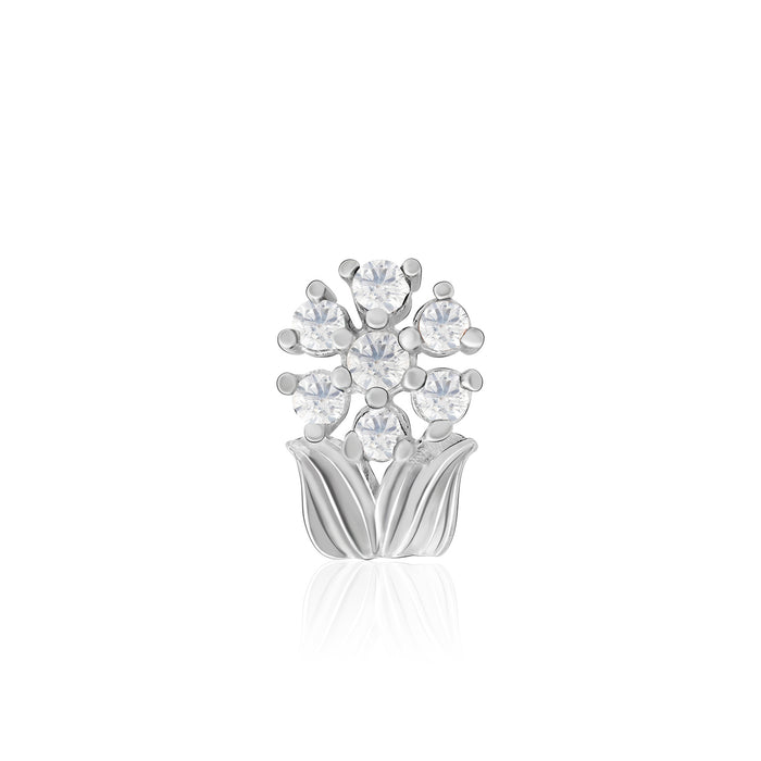 Chaand Phool Silver Nose Pin