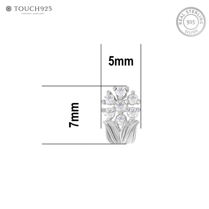 Chaand Phool Silver Nose Pin