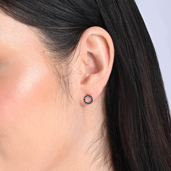 Circular Black Cz Earrings