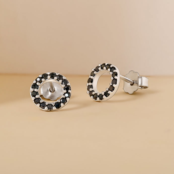 Circular Black Cz Earrings