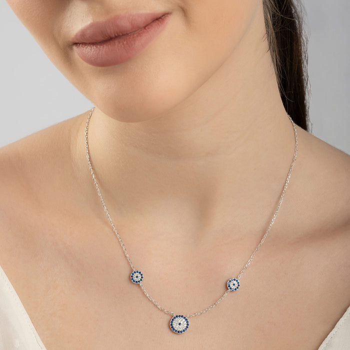 Circular Blue Floral Necklace