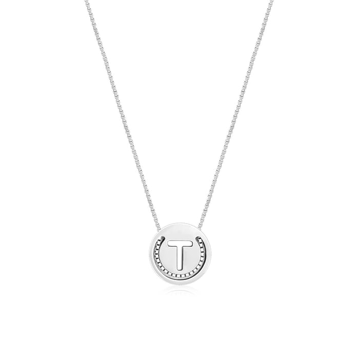 Circular Initial 'T' Necklace