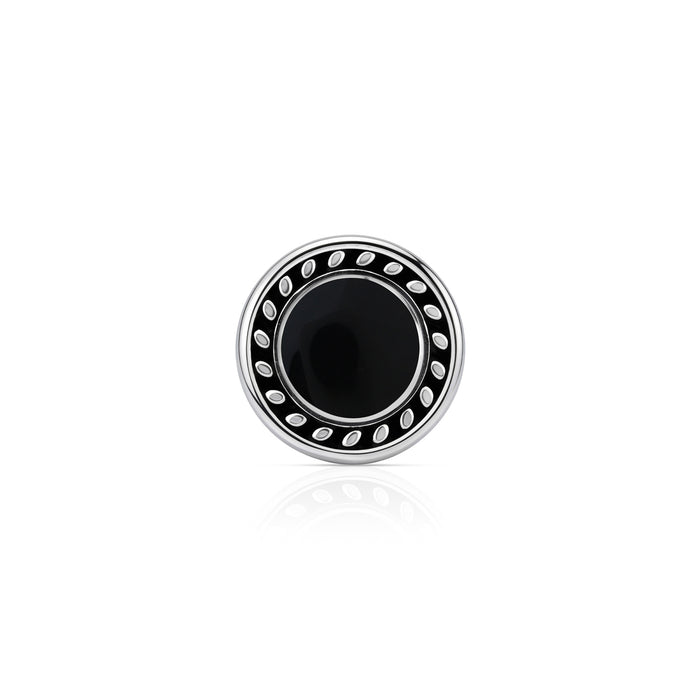 Circular Onyx Enamel Stud