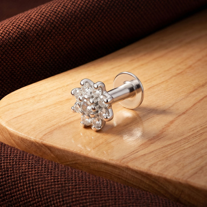 Classic Crystal Bloom Silver Stud