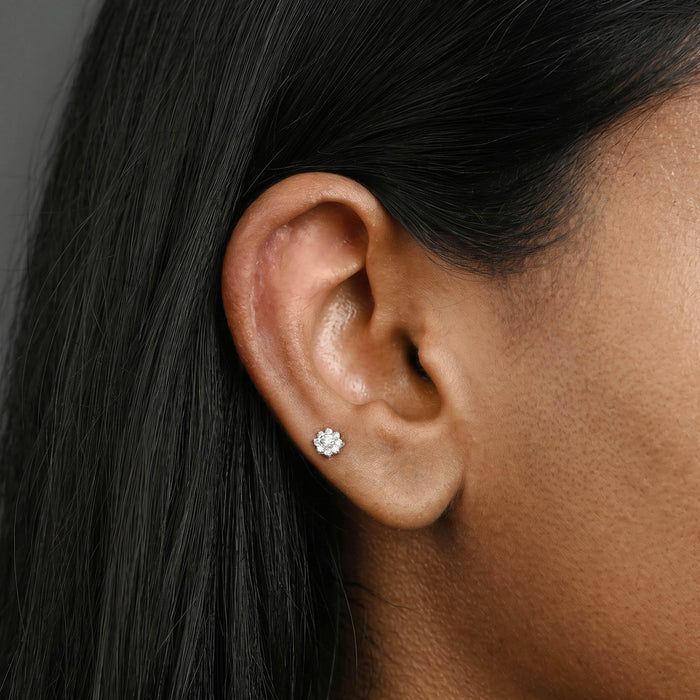 Classic Crystal Bloom Silver Stud