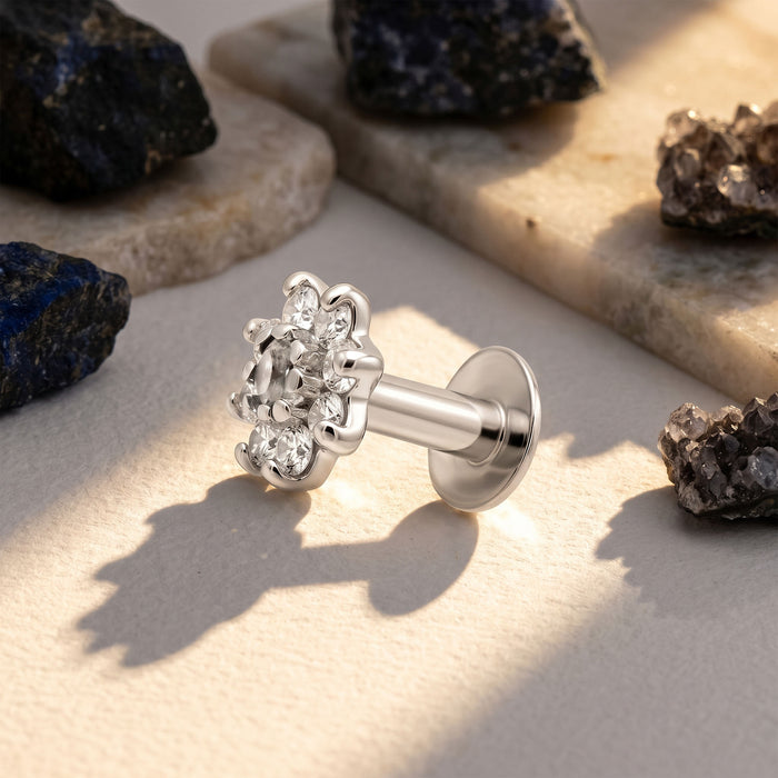 Classic Crystal Bloom Silver Stud