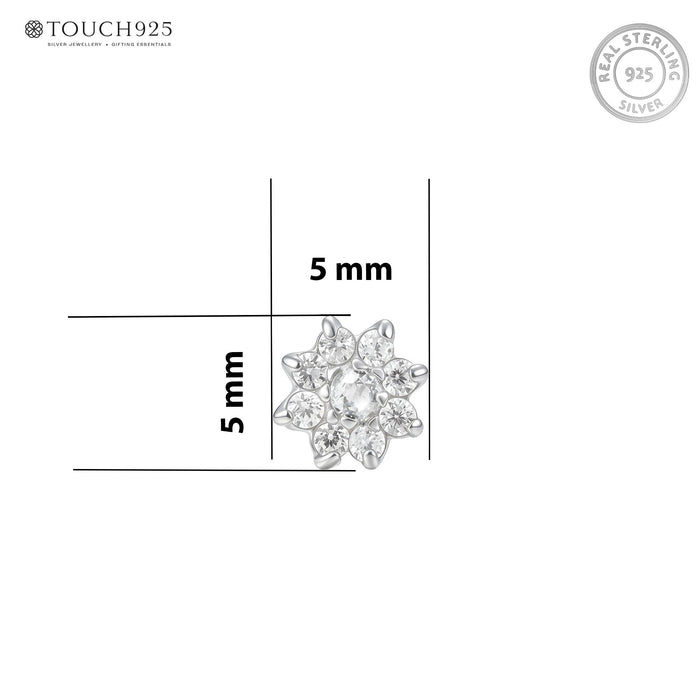 Classic Crystal Bloom Silver Stud