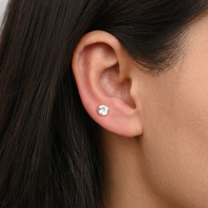 Classic CZ Silver Stud Earring