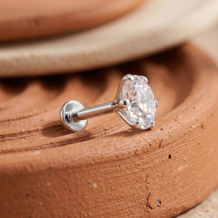 Classic CZ Silver Stud Earring
