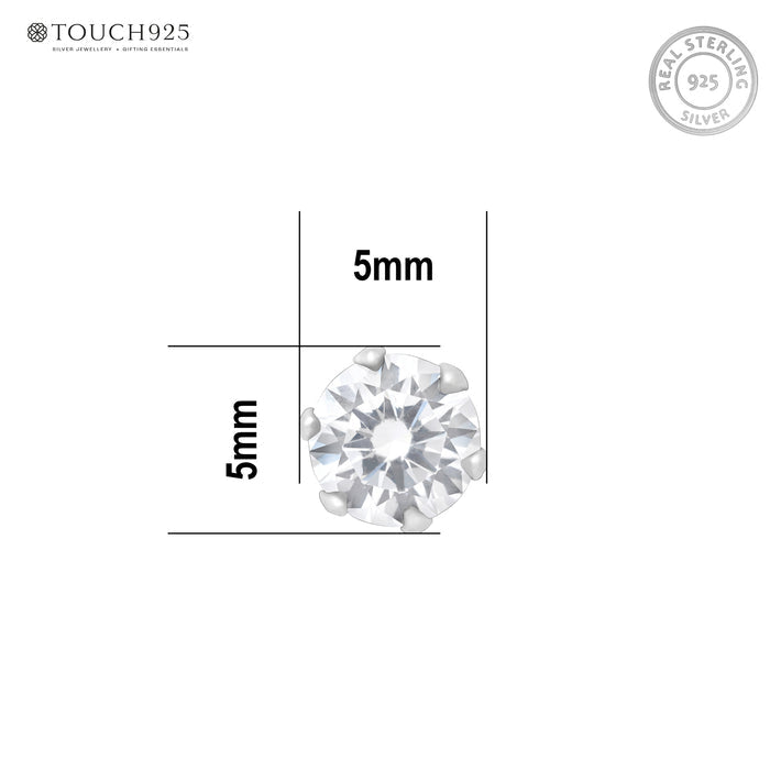 Classic CZ Silver Stud Earring