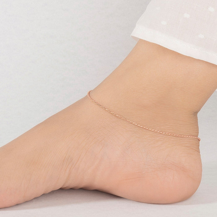 Classic Rolo Silver Anklet