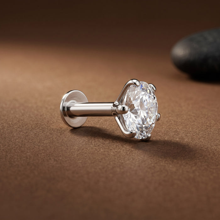 Classic Six-Prong Silver Stud Earring