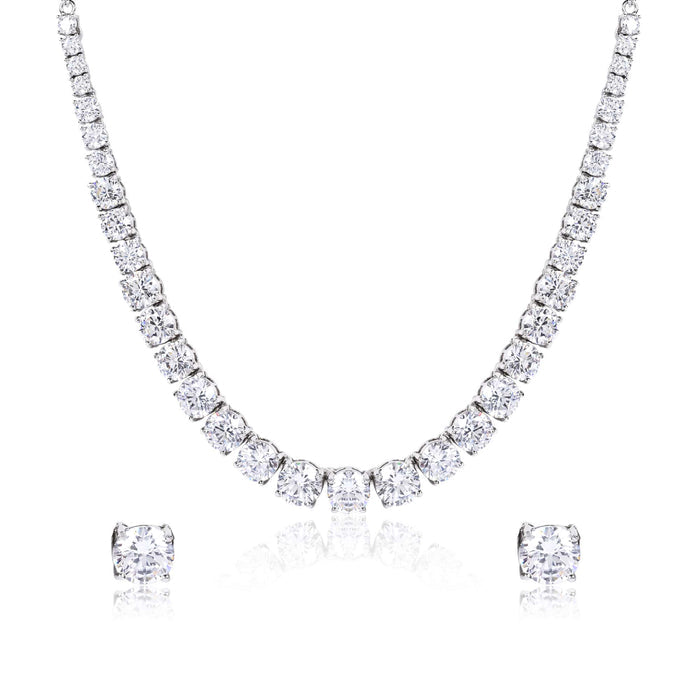 Classic Tennis Silver Necklace Set
