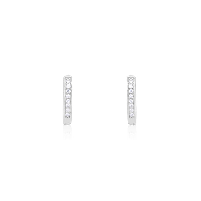 Classic Triangular CZ Silver Hoops