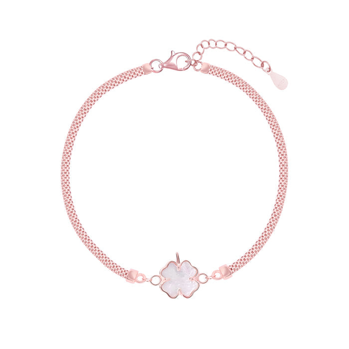 Clover Charm Mesh Silver Bracelet