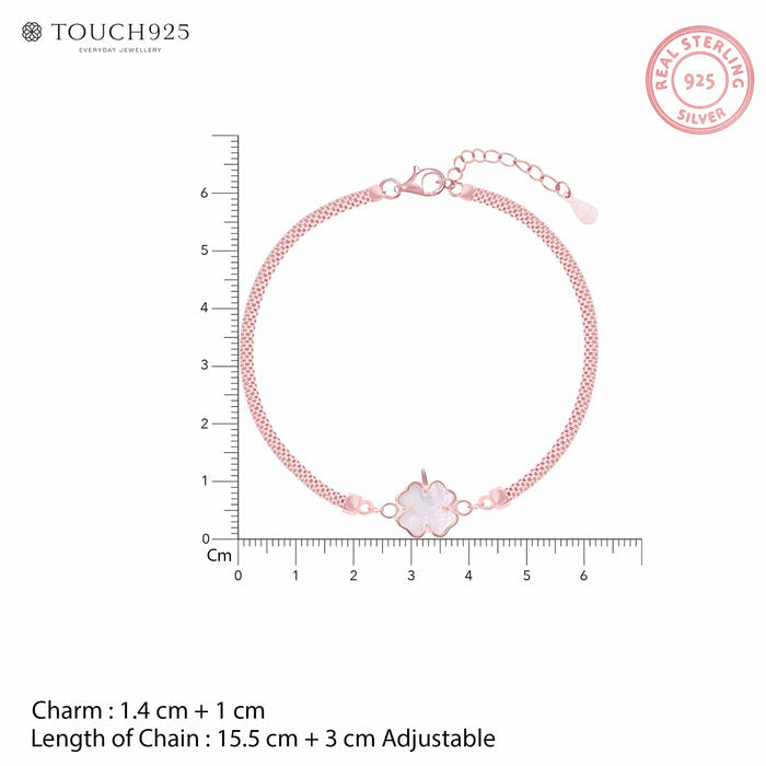 Clover Charm Mesh Silver Bracelet