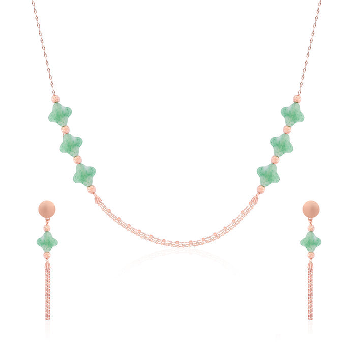 Clover Layered Silver Necklace Set