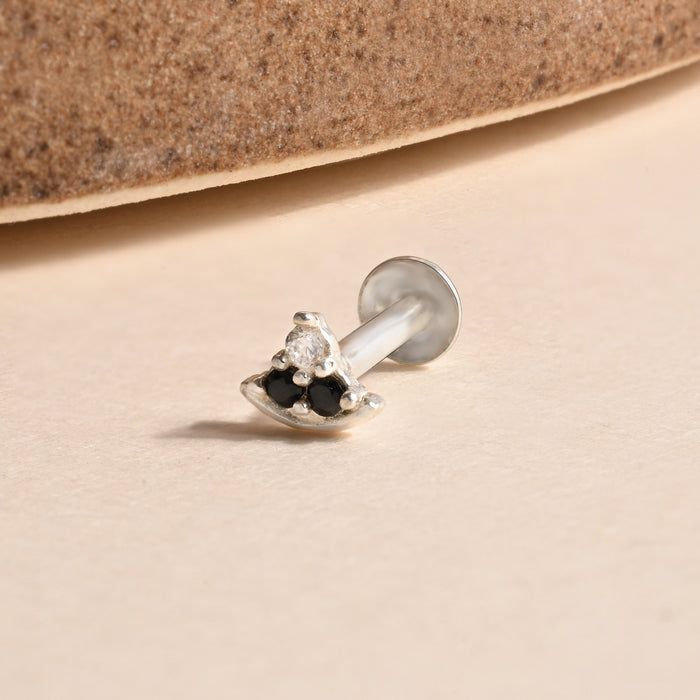 Crescent Sparkle Silver Nose Pin
