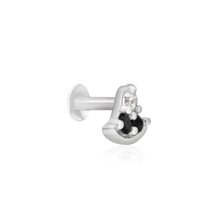 Crescent Sparkle Silver Nose Pin