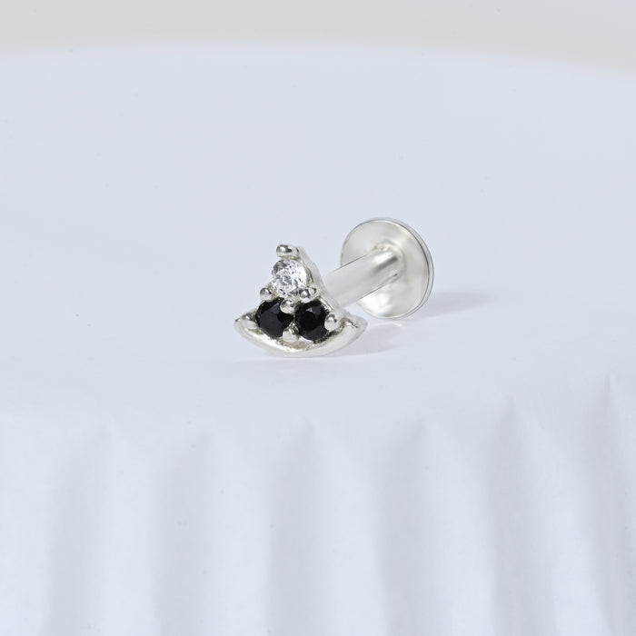 Crescent Sparkle Silver Nose Pin