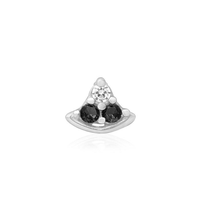 Crescent Sparkle Silver Nose Pin