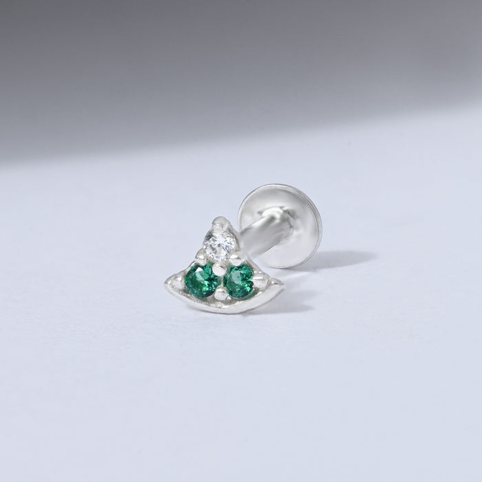 Crescent Sparkle Silver Nose Pin
