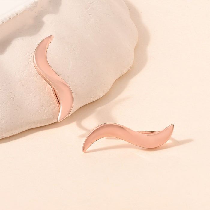 Crescent Wave Silver Earrings