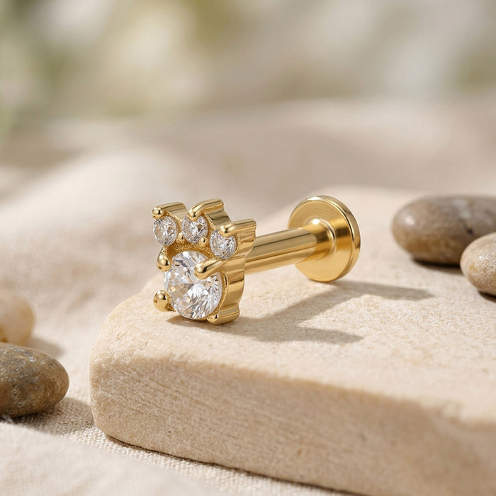 Crown Solitaire Silver Nose Pin