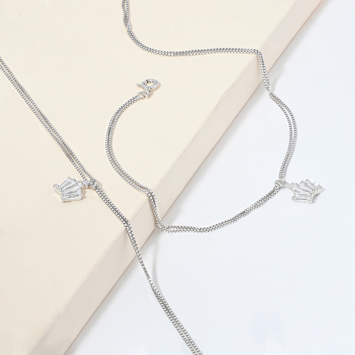 Crystal Flare Silver Anklet