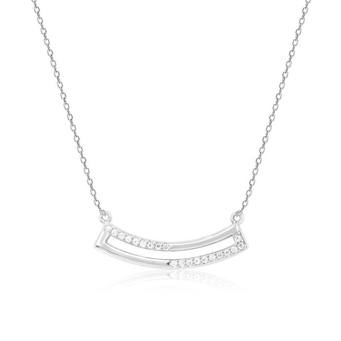 Curve Bar CZ Studded Chain Locket