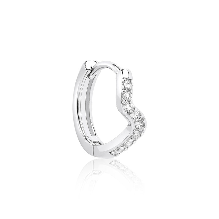 Curved CZ Silver Hoop Earrings