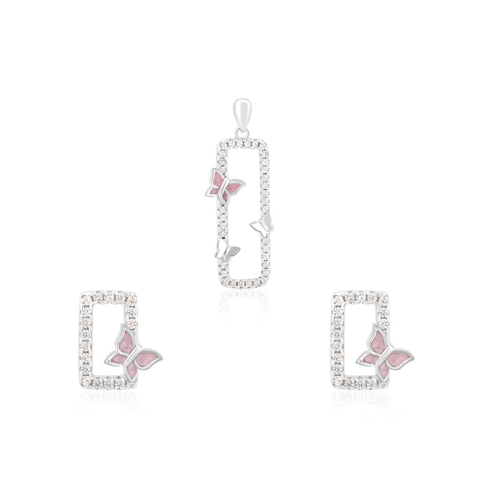 CZ Butterfly Pendant Set