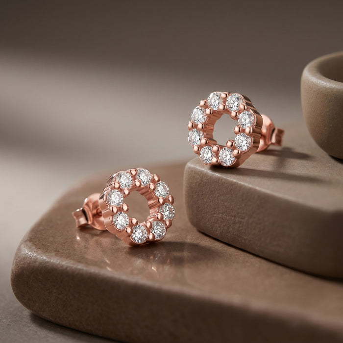 CZ Circle Stud Earrings