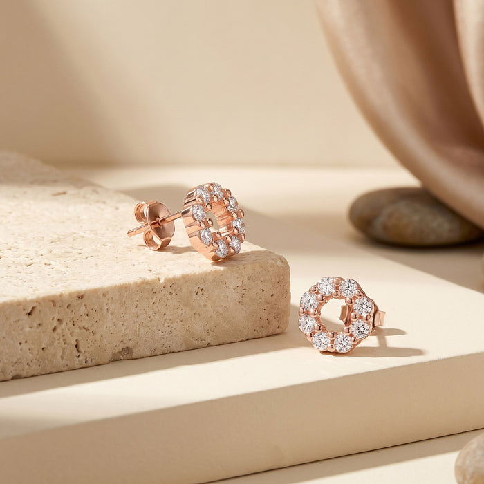 CZ Circle Stud Earrings
