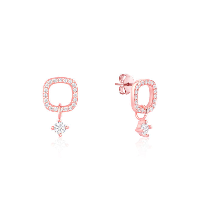 CZ Drop Charm Stud Earrings