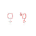 CZ Drop Charm Stud Earrings