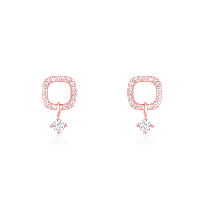 CZ Drop Charm Stud Earrings