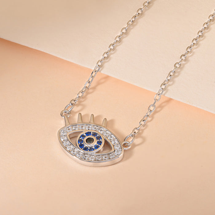 CZ Silver Evil Eye Necklace