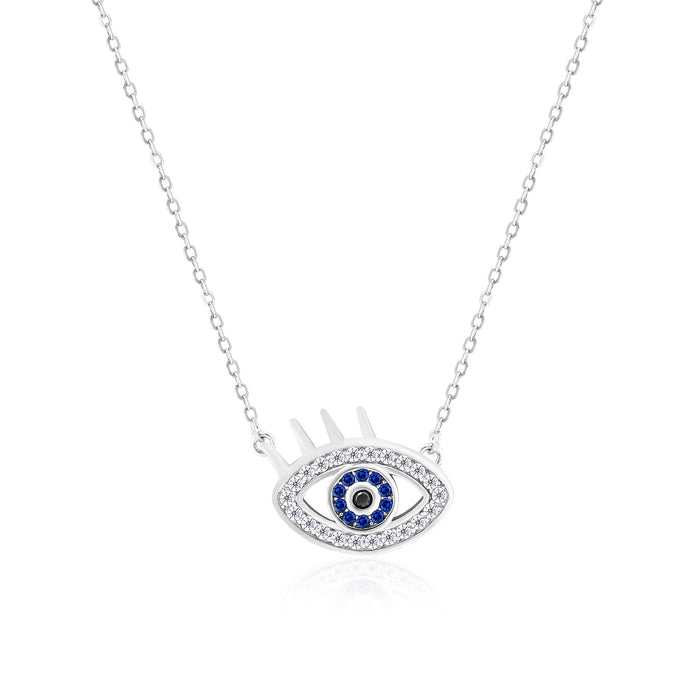 CZ Silver Evil Eye Necklace