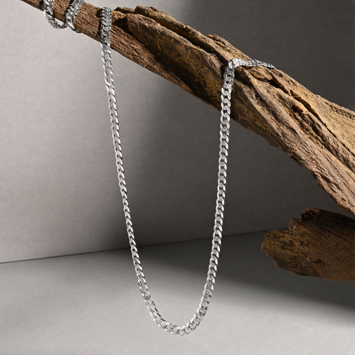 Diamond-Cut Curb Silver Chain