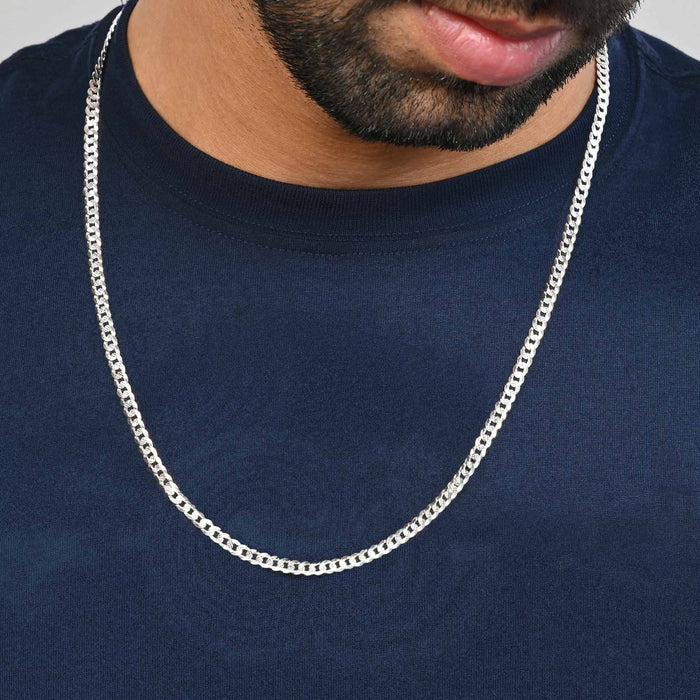 Diamond-Cut Curb Silver Chain