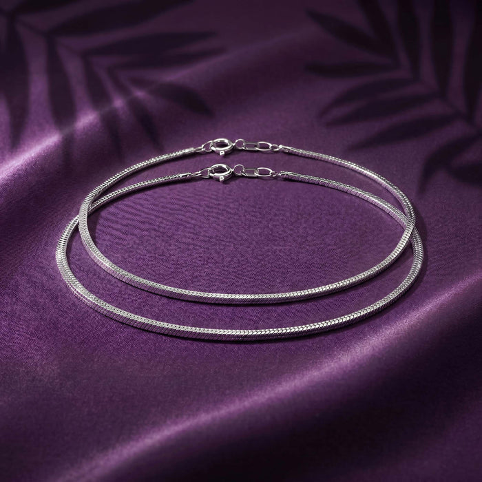 Diamond-Cut Structured Silver Anklet