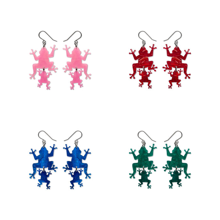 Double Frogs Drop Essential Earrings (Pink, Red, Blue, Green) - Erstwilder By Your Side (2026)