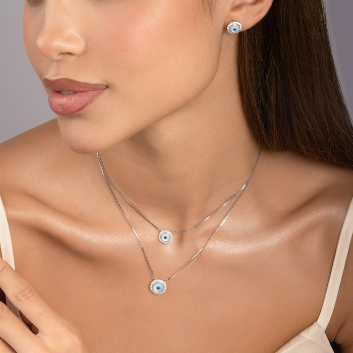 Double Layer Evil Eye Necklace Set