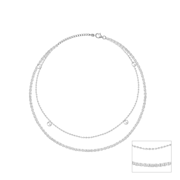 Dual Layer Bead Silver Anklet