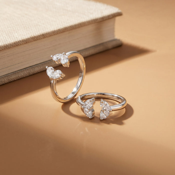 Dual Pear Zircon Open Toe Ring