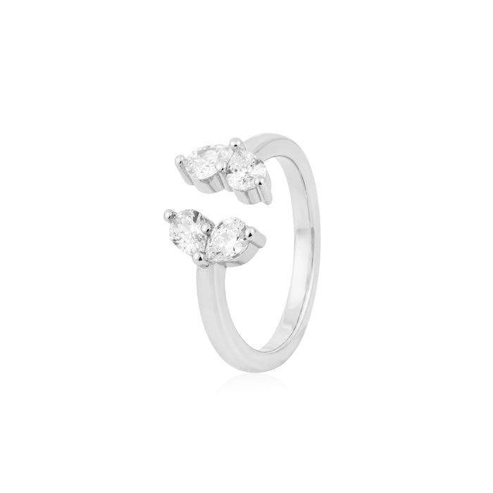 Dual Pear Zircon Open Toe Ring