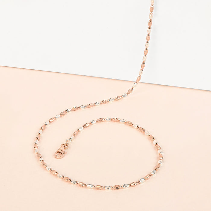 Dual-Tone Wave Beaded Silver Chain
