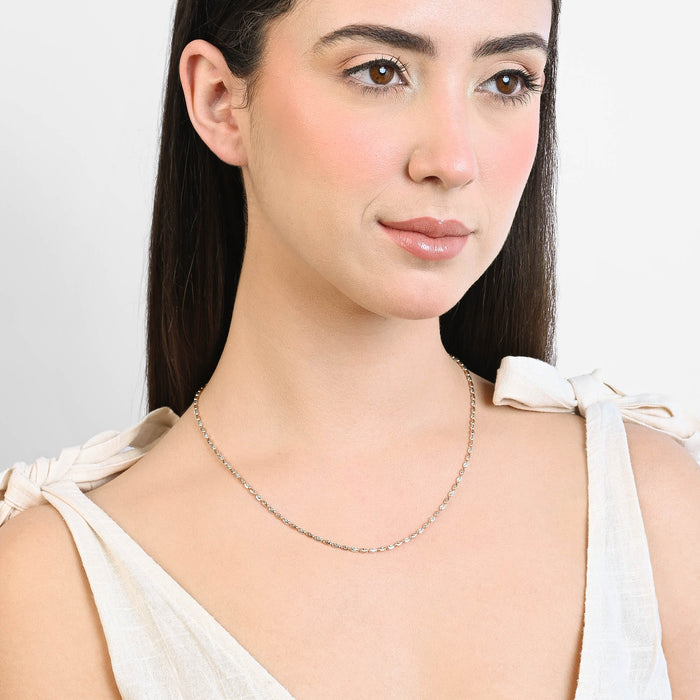 Dual-Tone Wave Beaded Silver Chain